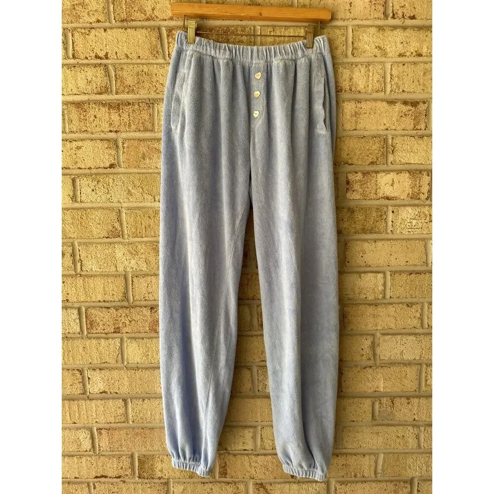 NWOT Stoney Clover Lane x Donni Collab Sweatpant Baby Blue Terrycloth Large - Picture 1 of 7
